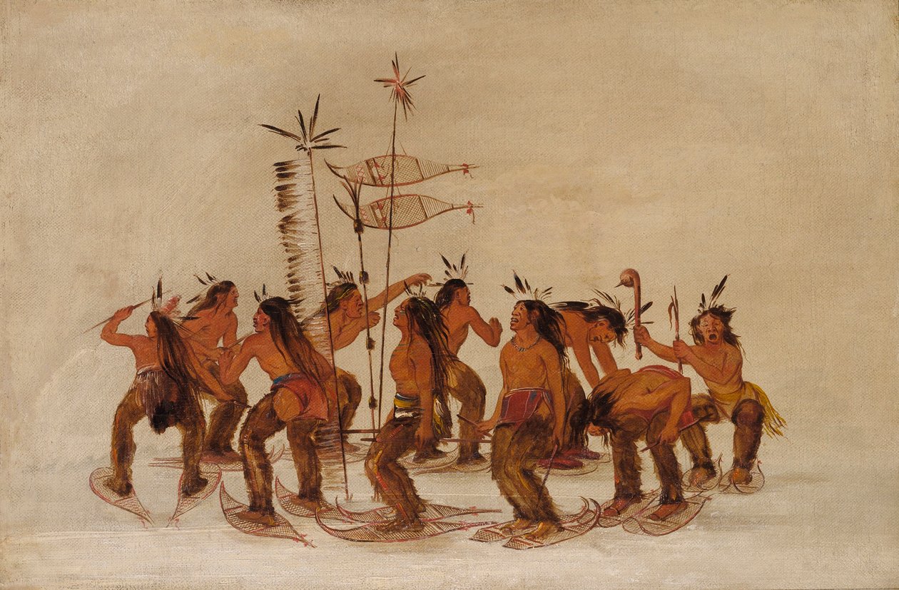 Baile con raquetas de nieve en la primera nevada de George Catlin