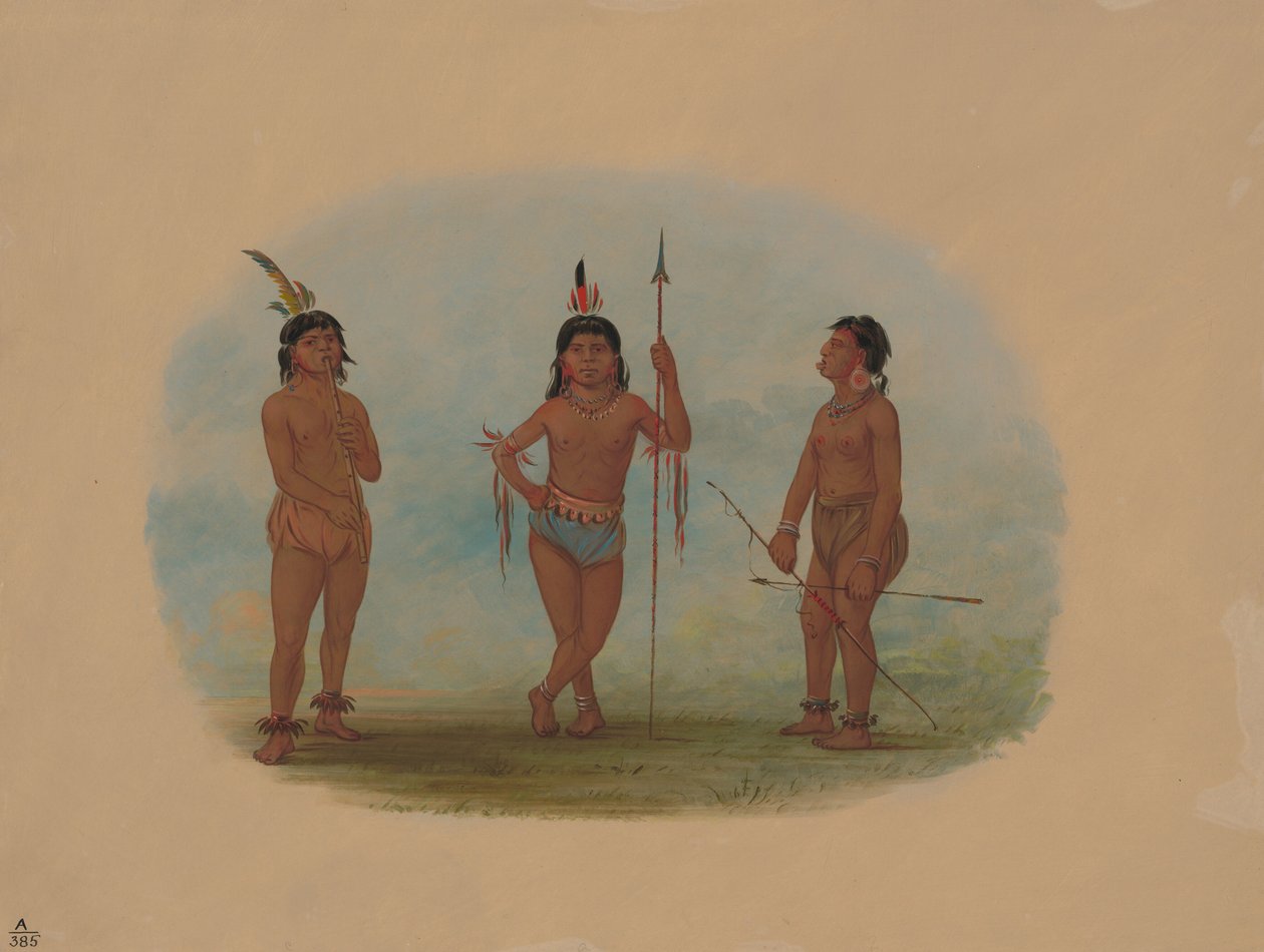 Tres jóvenes hombres Tobos de George Catlin
