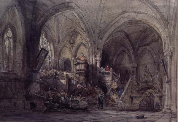 Interior de una Iglesia, España de George Cattermole