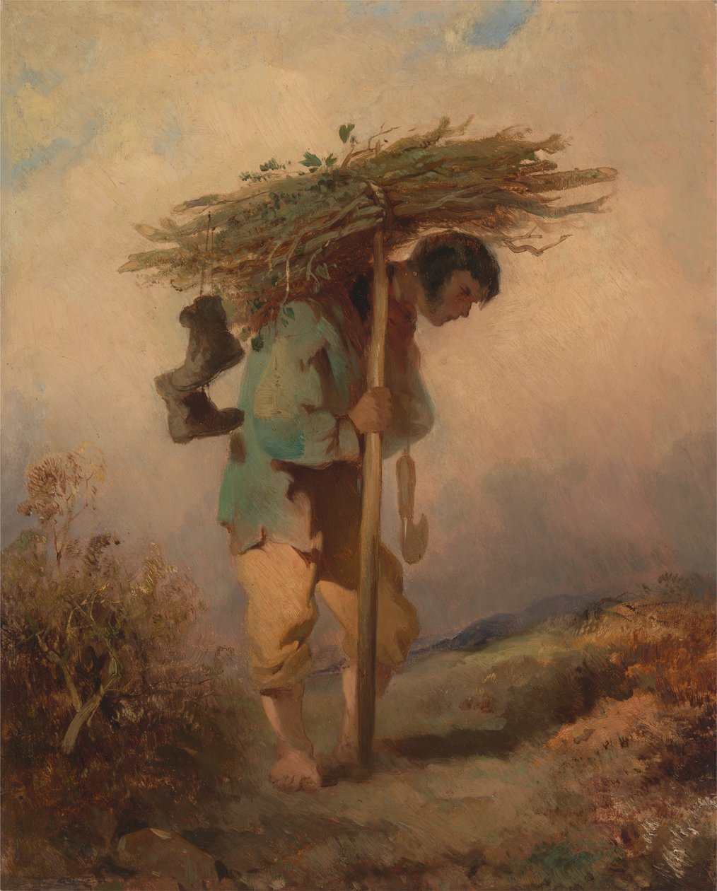 Un hombre llevando ramas de George Chinnery