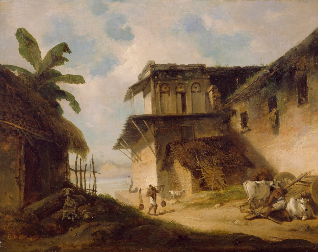 Escena de un pueblo de Bengala, 1819-1821 de George Chinnery