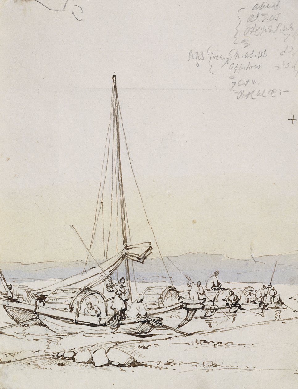 Barcos Tanka en la orilla de George Chinnery