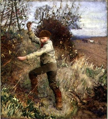 Niño recortando un seto, 1890 de George Clausen