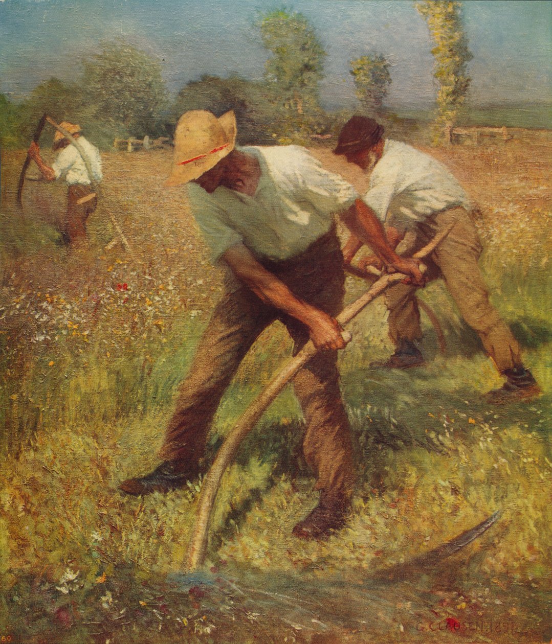 Los segadores, c. 1891, c. 1915 de George Clausen