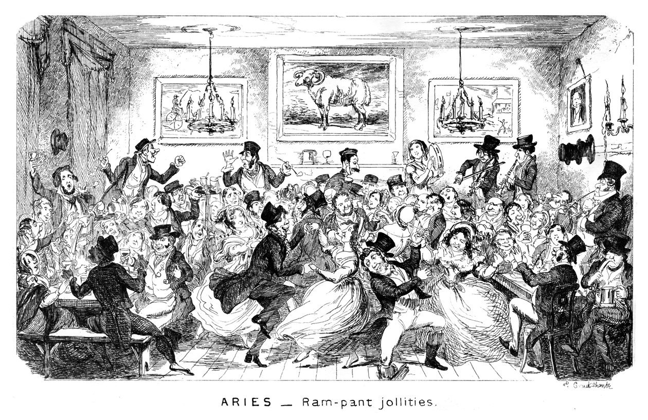Aries - Jolgorio rampante, siglo XIX de George Cruikshank