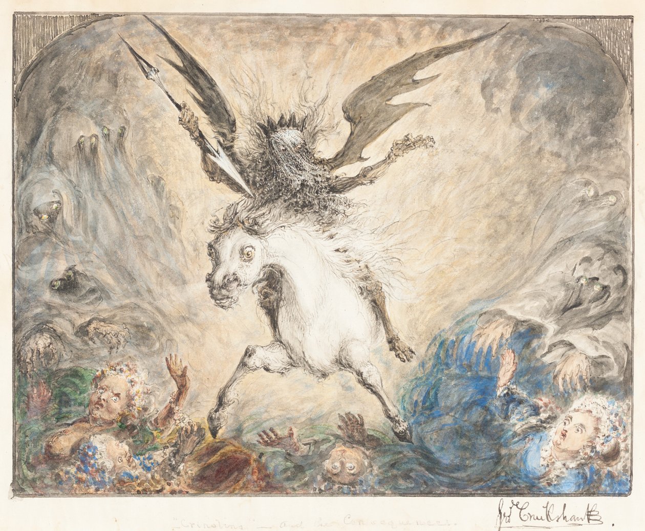 "Crinolina" - y las Consecuencias [recto] de George Cruikshank