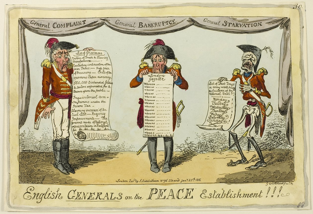 ¡¡¡Generales ingleses en el Establecimiento de la Paz!!! de George Cruikshank