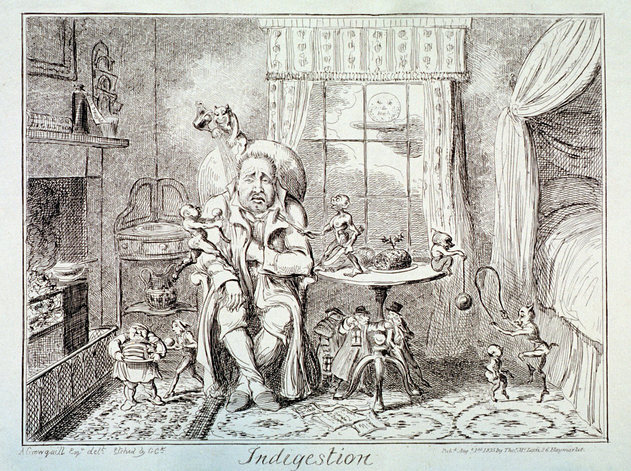 Indigestión, 1835 de George Cruikshank
