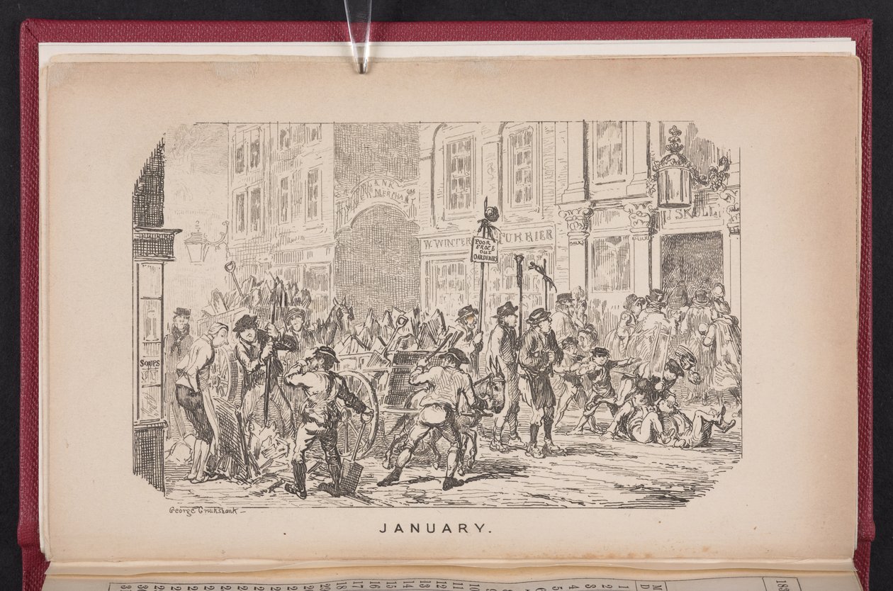 Enero de The Comic Almanack de George Cruikshank