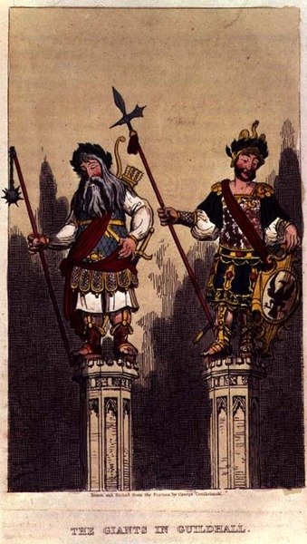 Los Gigantes en Guildhall, pub. c.1824 de George Cruikshank