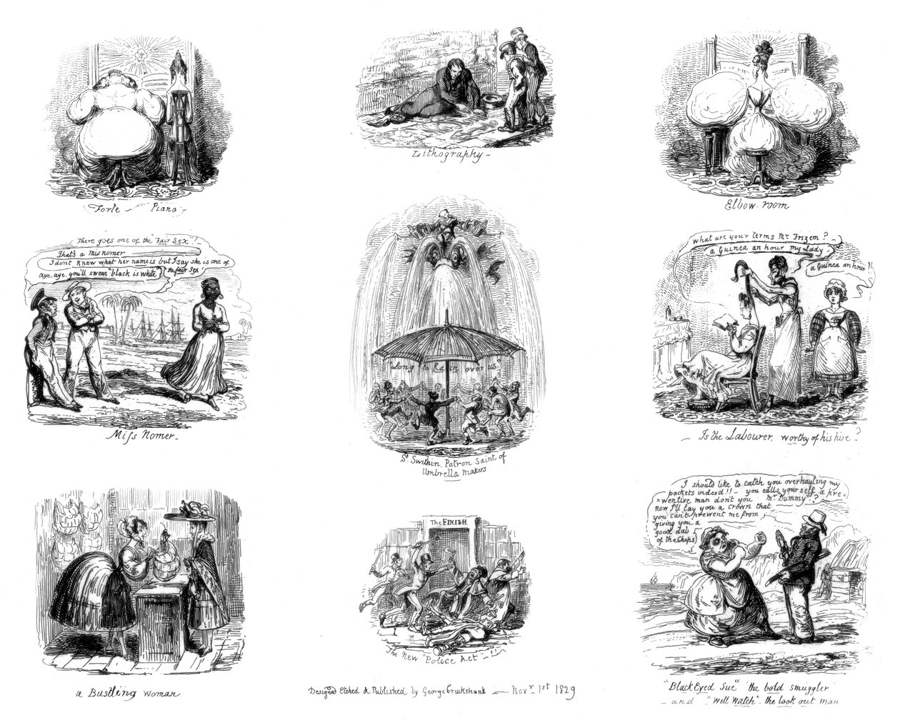 Varios Dibujos Animados, 1829 de George Cruikshank