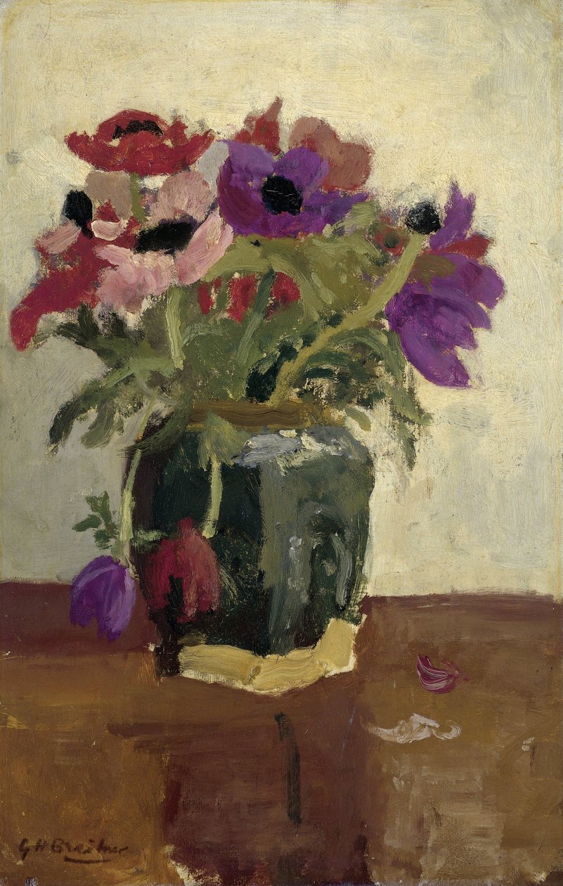 Maceta de jengibre con anémonas de George Hendrik Breitner