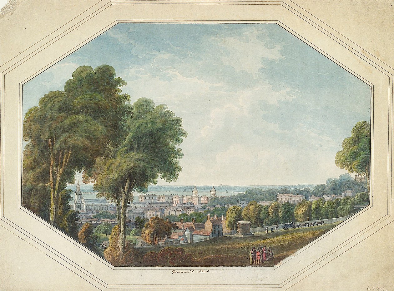 Greenwich desde la punta, c.1820 (acuarela) de George Heriot