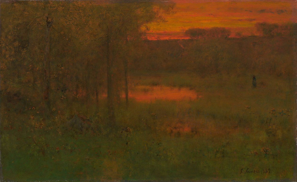 Paisaje, atardecer, 1887-89 de George Inness