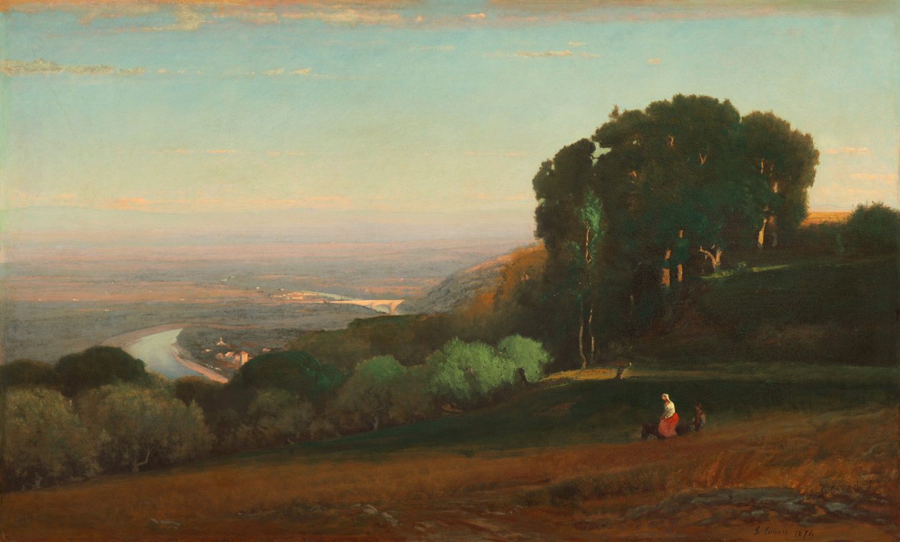 Vista del Tíber cerca de Perugia de George Inness