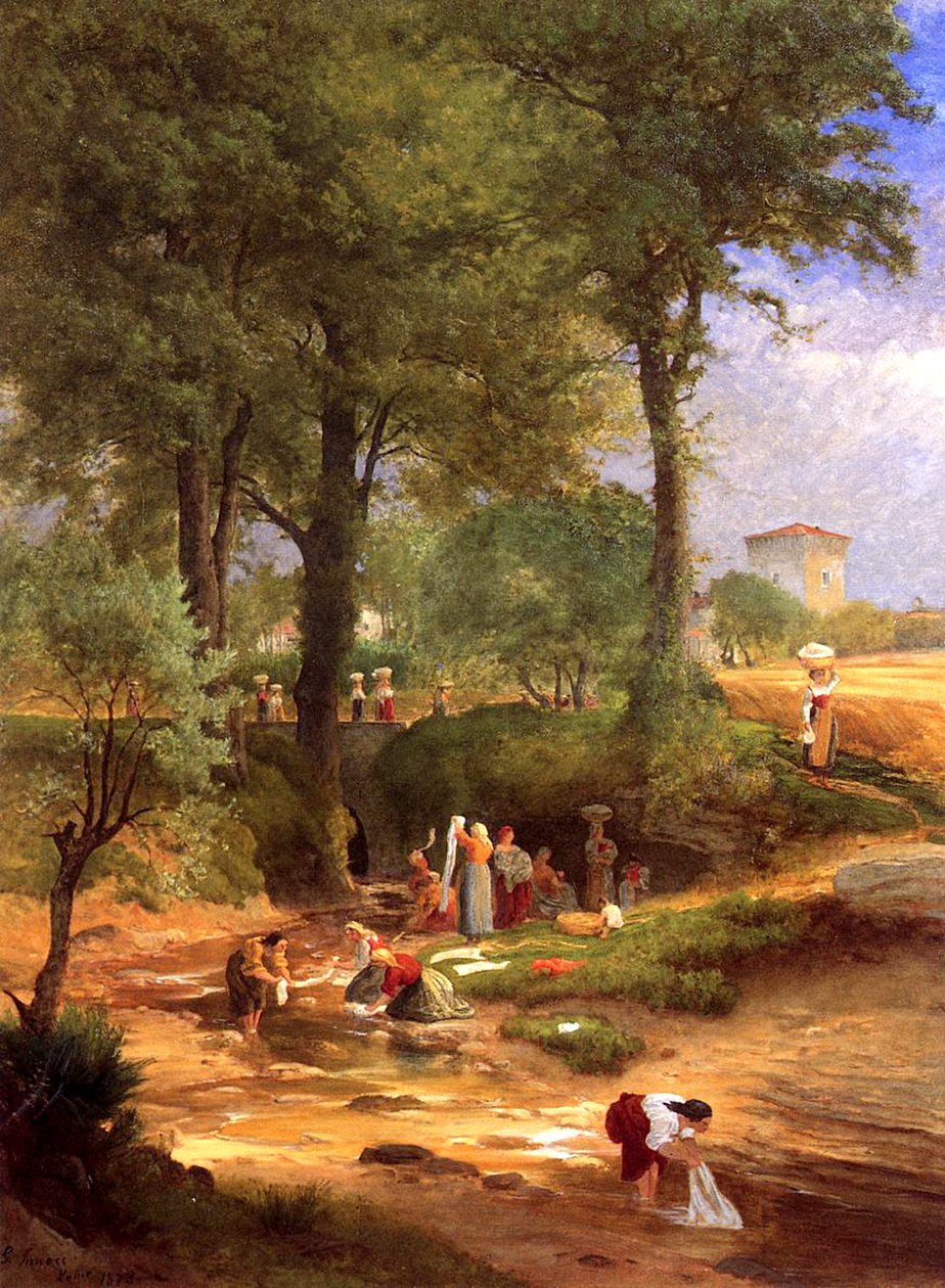 Día de lavado cerca de Perugia, Italia, 1873 de George Inness