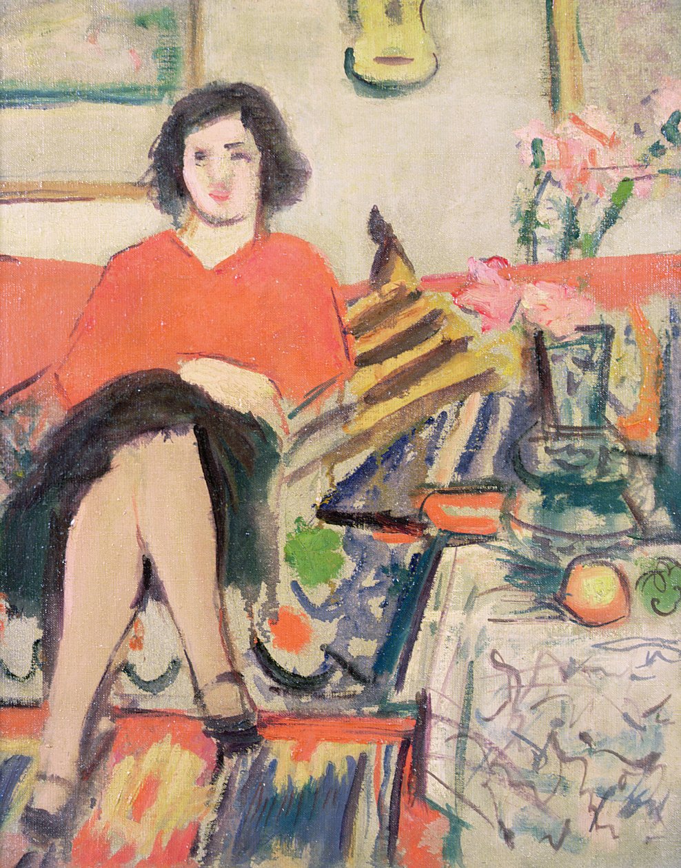 Interior con una Figura de George Leslie Hunter