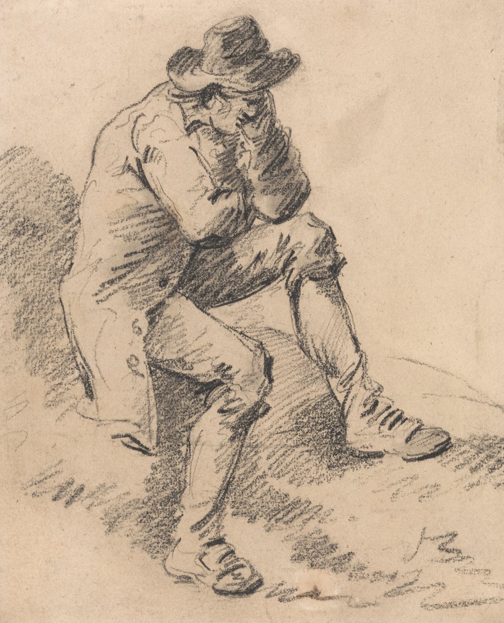 Hombre sentado en un banco de George Morland