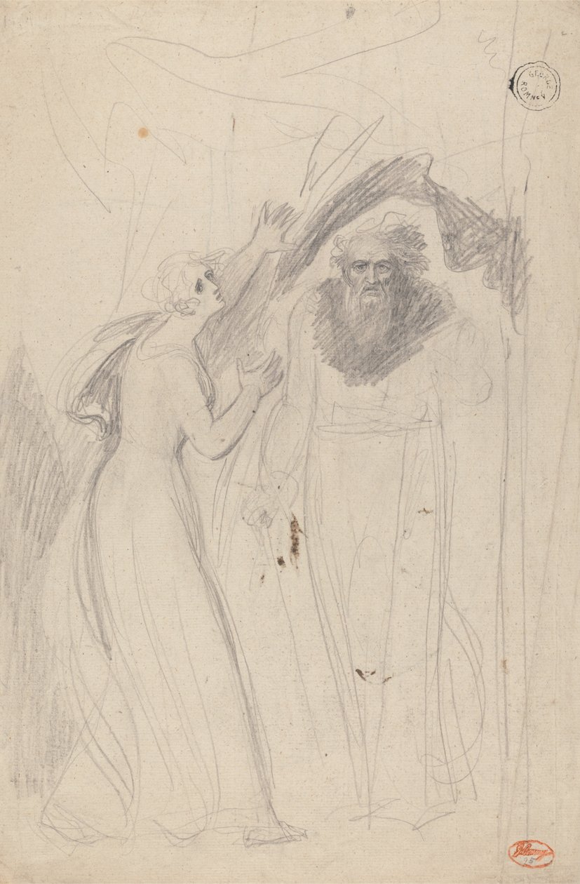 Dama junto a un pilar de George Romney