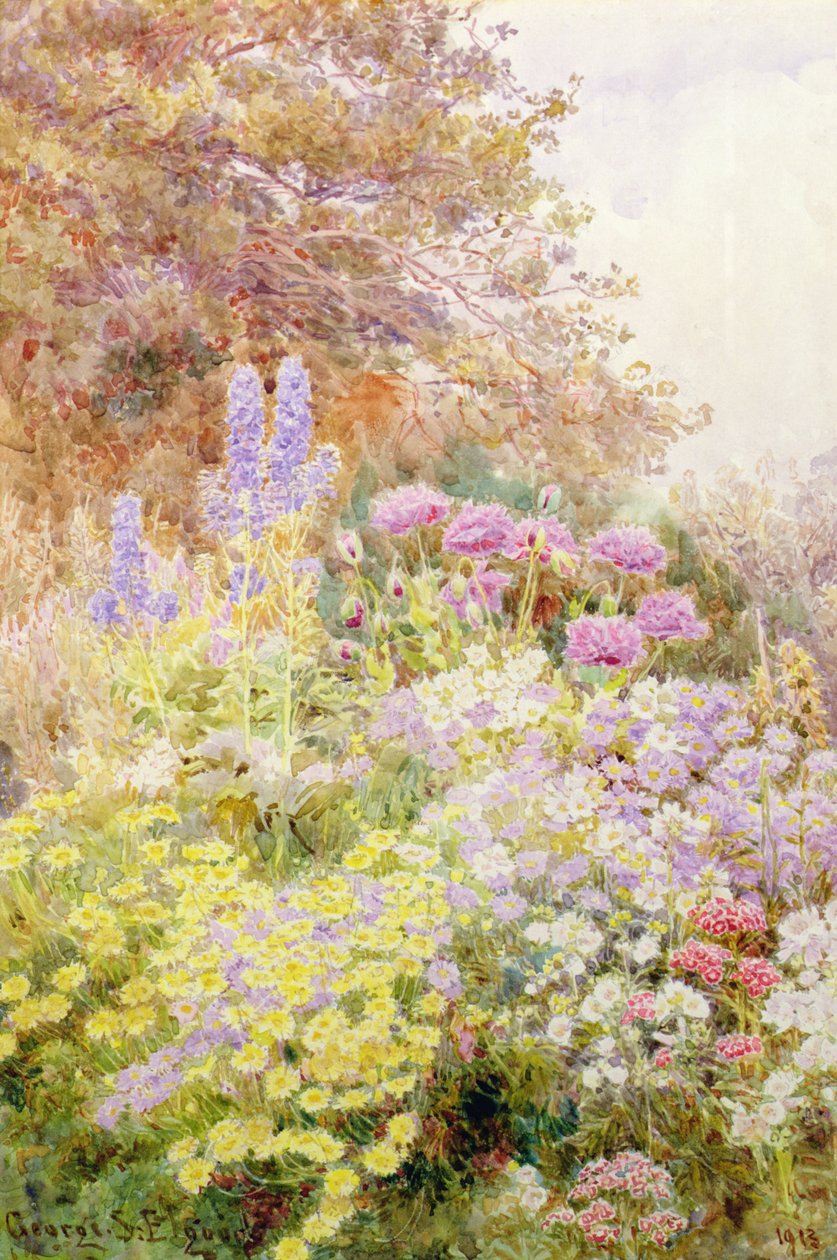 Anthemis, amapolas y espuela de caballero de George Samuel Elgood