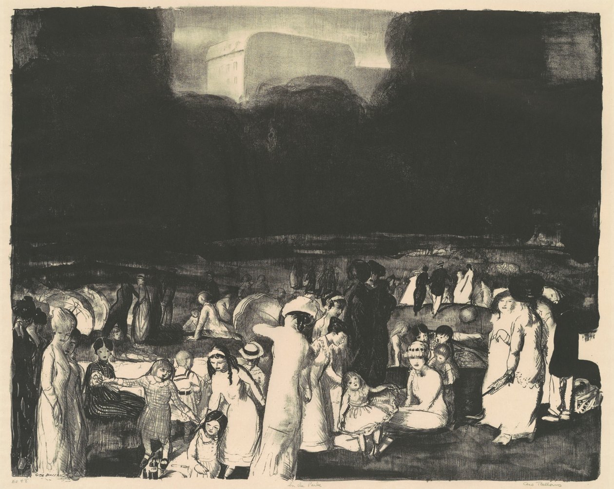 En el parque, oscuro, 1916 de George Wesley Bellows