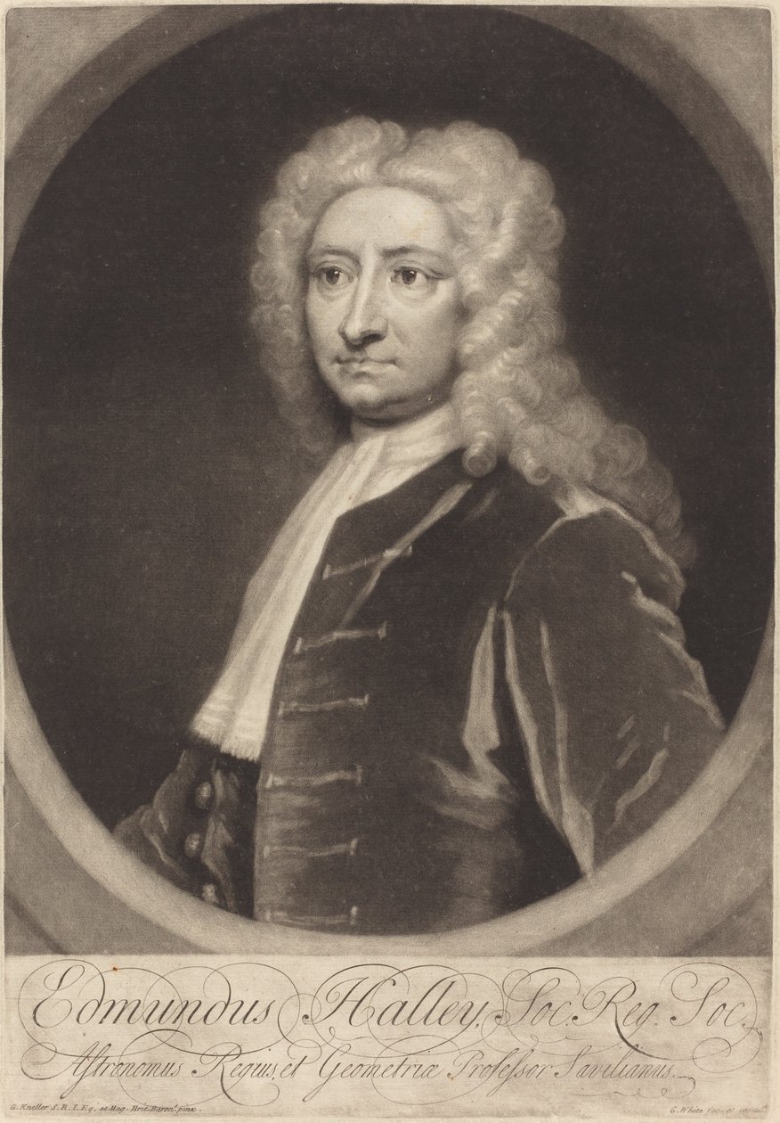 Edmund Halley de George White after Sir Godfrey Kneller