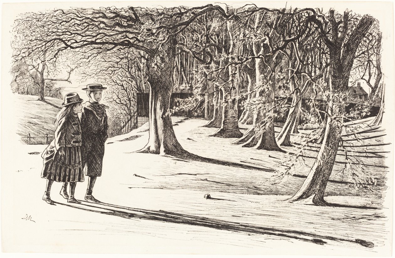 Dos niños en la nieve de George du Maurier