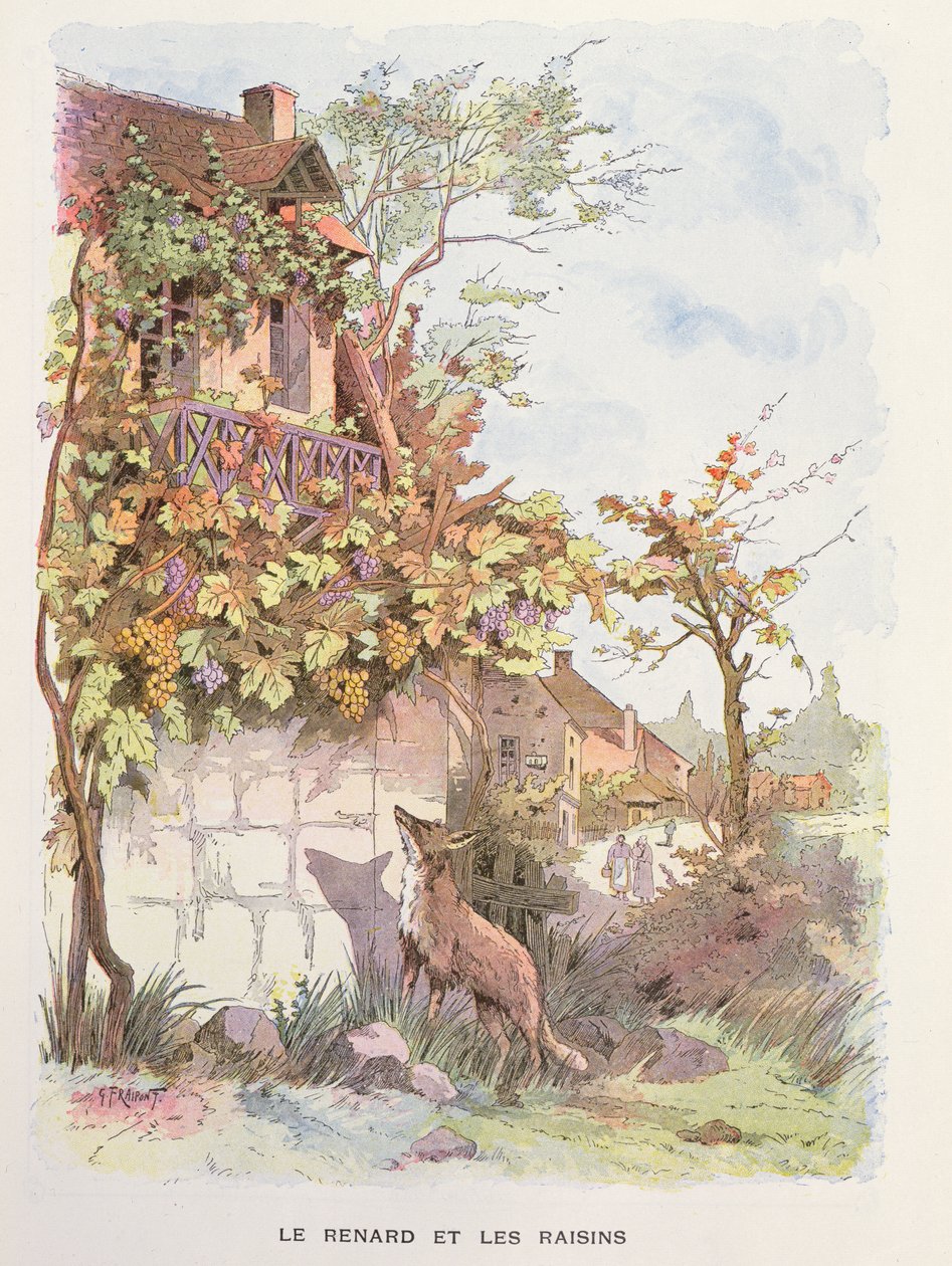 El zorro y las uvas, c.1900 de Georges Fraipont