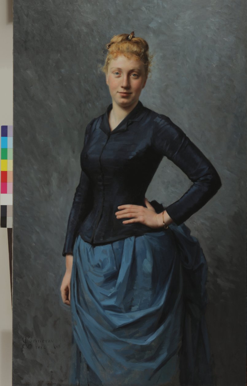 Retrato de una Joven en Azul, 1886 de Georges Jean Louis Cormeray
