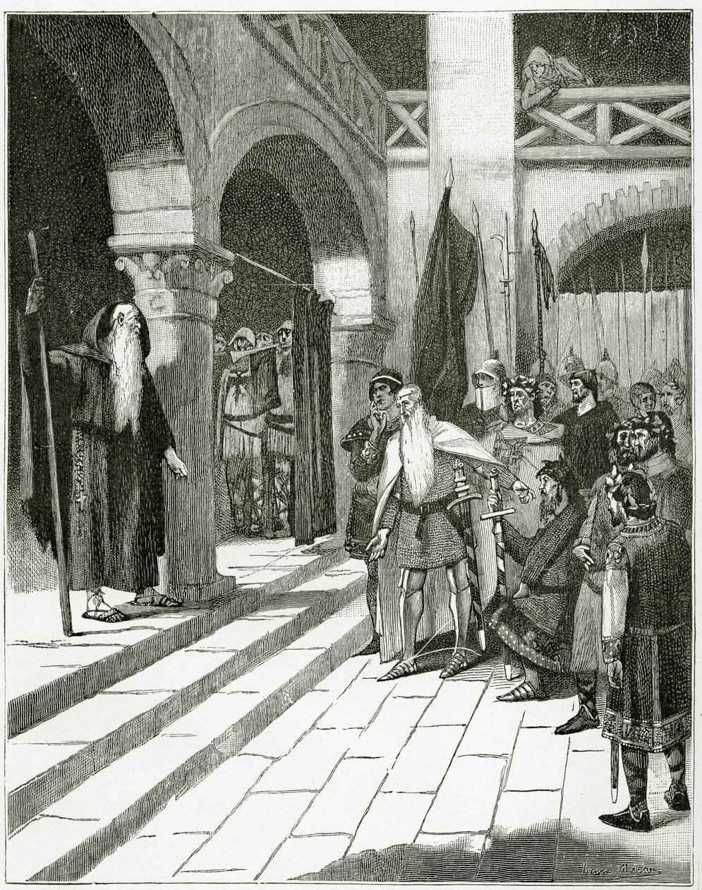 Les Burgraves, siglo XIX (grabado en blanco y negro) de Georges Marie Rochegrosse