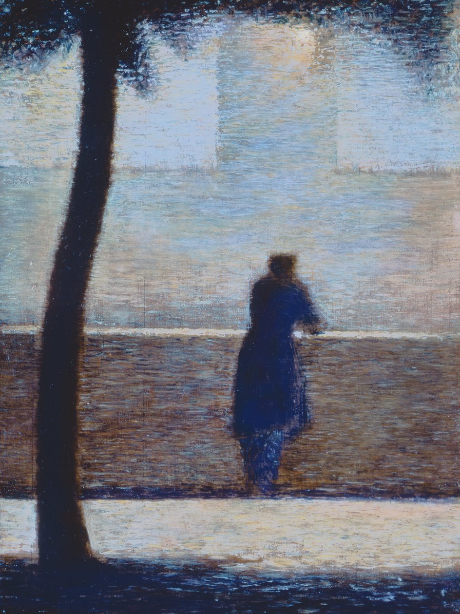 Hombre apoyado en una barandilla de Georges Seurat