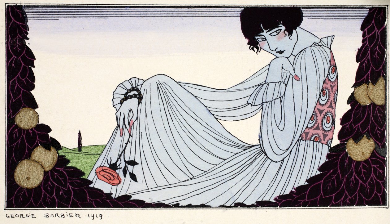 Contemplación 1919 (impresión en stencil) de Georges Barbier