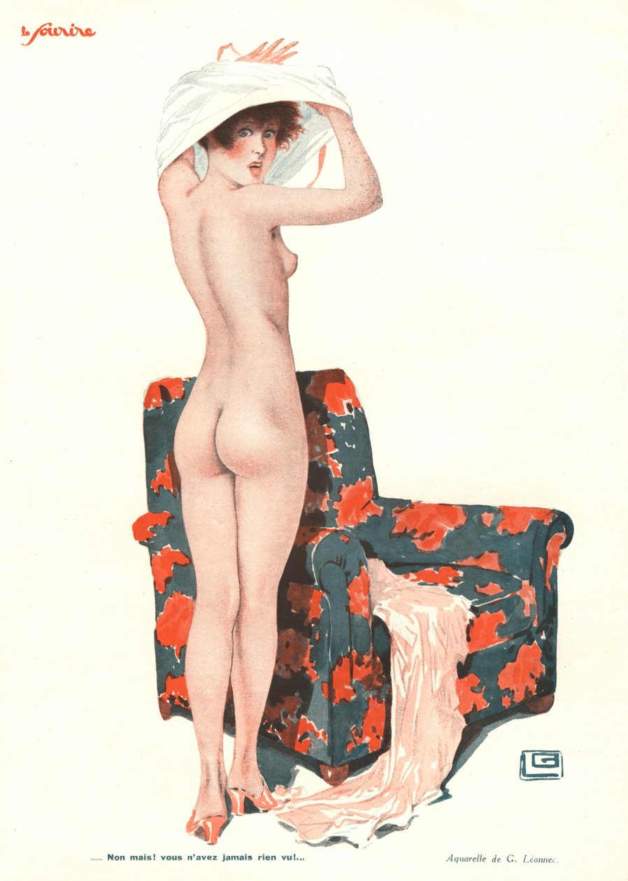 Ilustración de "Le Sourire" (litografía en color) de Georges Leonnec