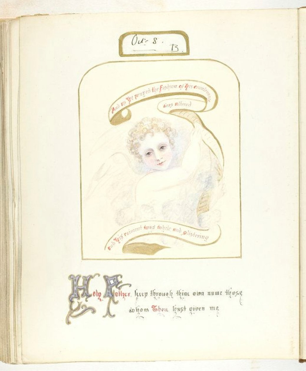 Sin título [querubín y texto religioso], 1855-68 de Georgina Cowper