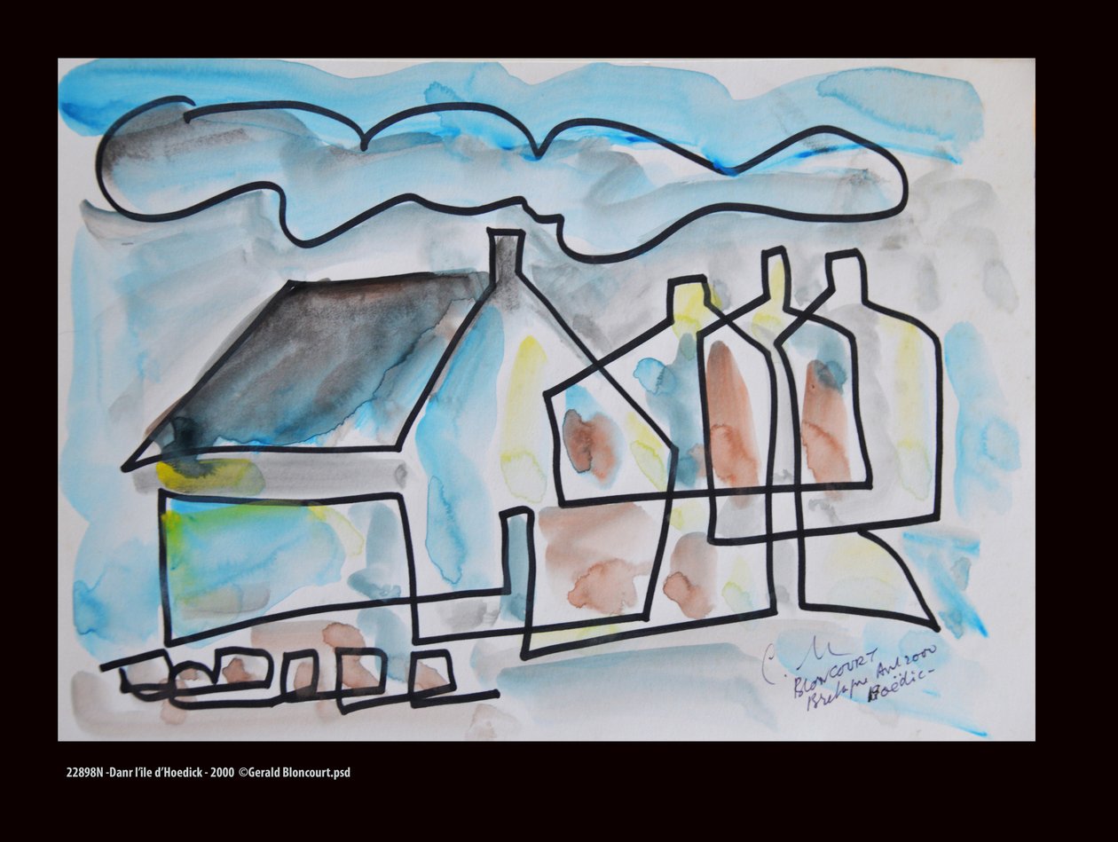 22821N -En la isla Hoedick - 2000 (dibujo) de Gerald Bloncourt