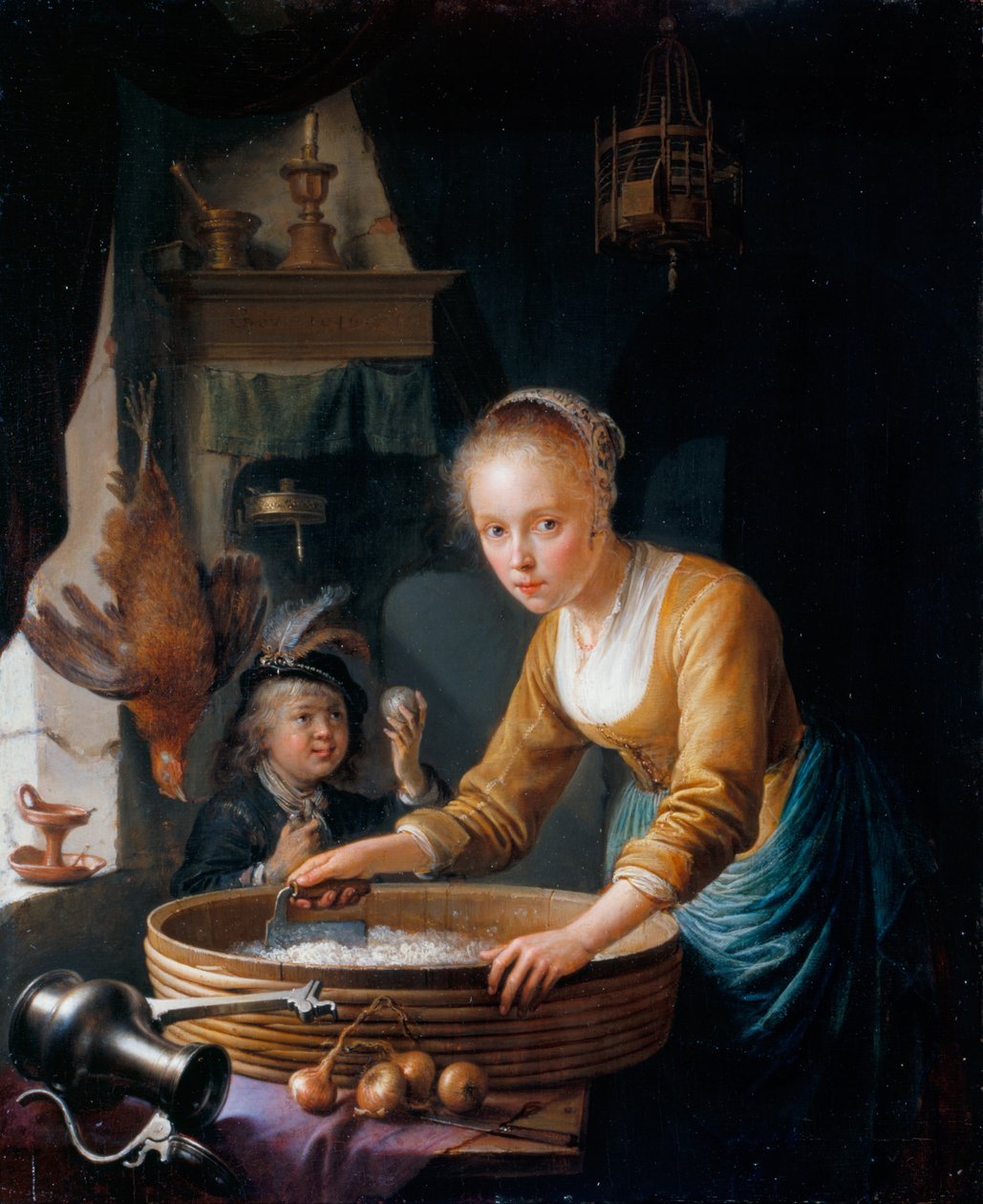 Niña Cortando Cebollas de Gerrit Dou