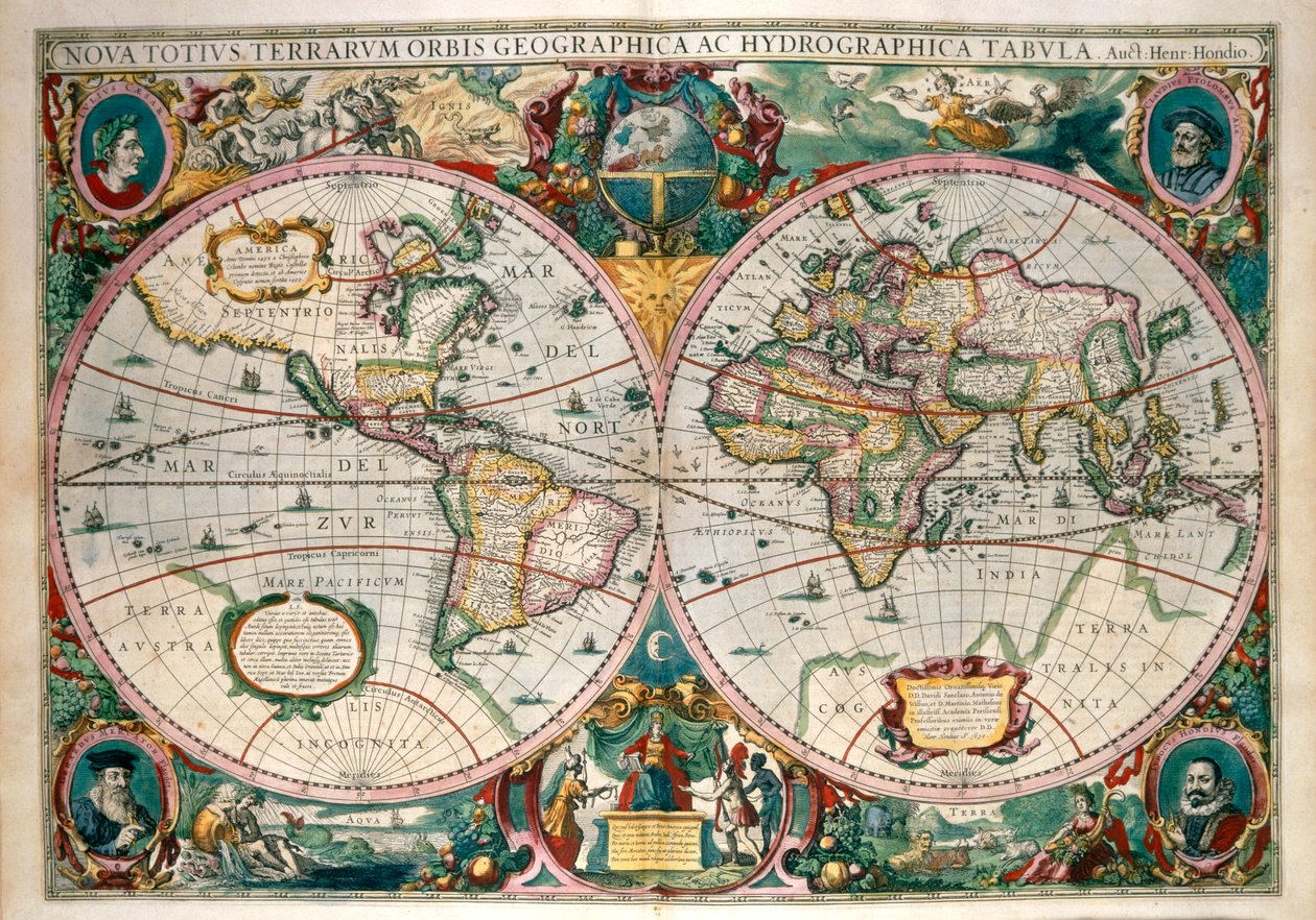 Mapamundi, Ámsterdam 1633 de Gerard (after) Mercator