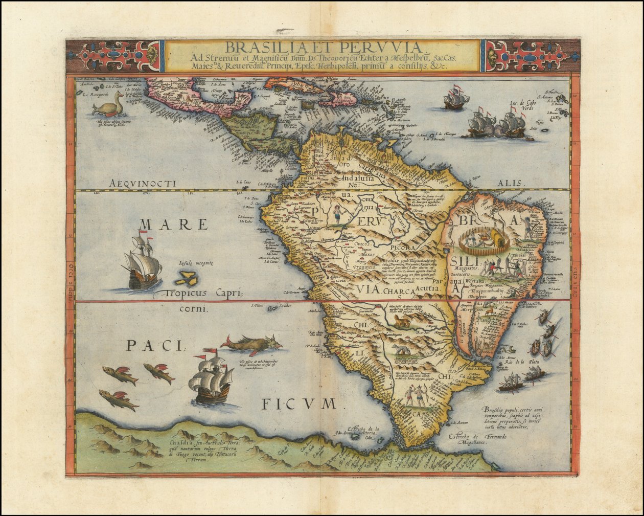 Mapa de América del Sur, 1593 de Gerard de Jode