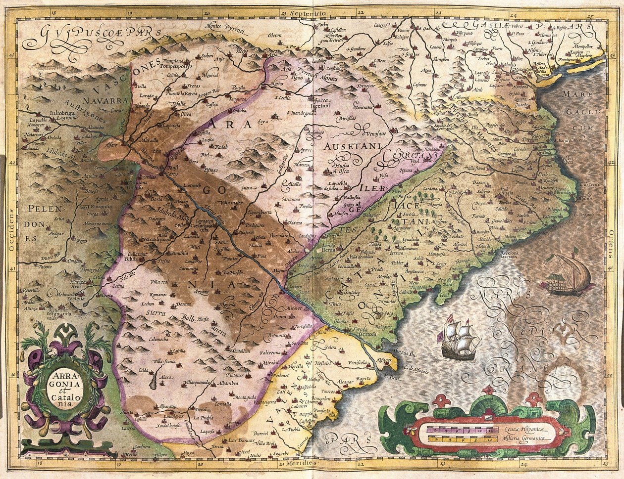 Aragón y Cataluña, España (grabado) de Gerardus Mercator