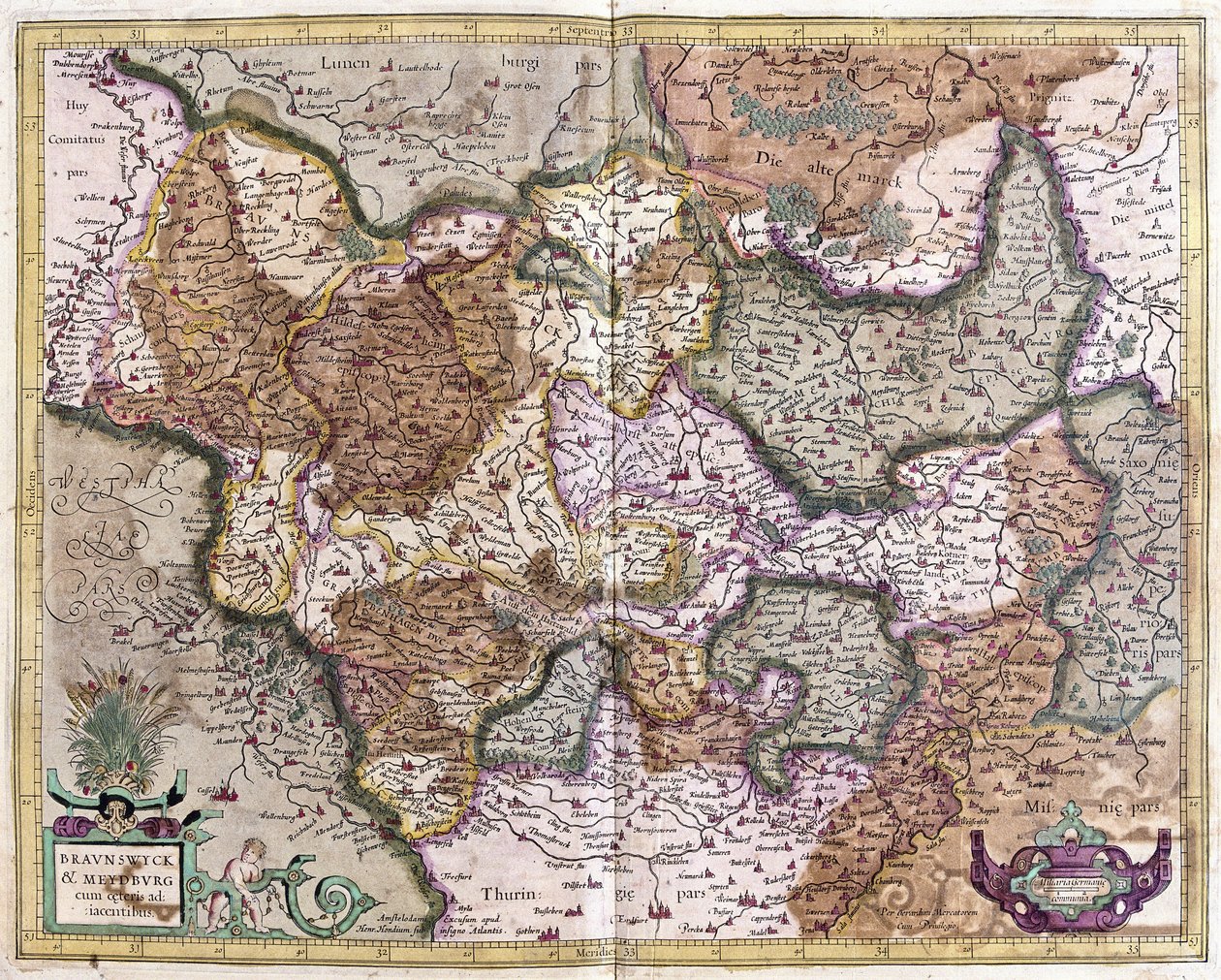 Braunschweig y Magdeburgo, Alemania (grabado) de Gerardus Mercator