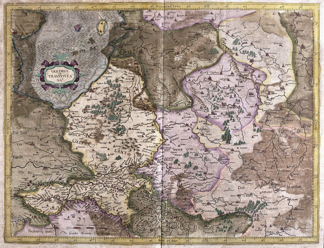 Güeldres y Overijssel, Países Bajos (grabado) de Gerardus Mercator