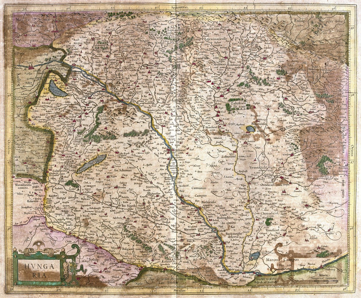 Hungría (grabado) de Gerardus Mercator