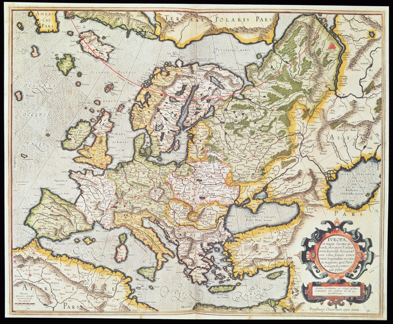 Mapa de Europa, c.1554 (grabado a mano) de Gerardus Mercator
