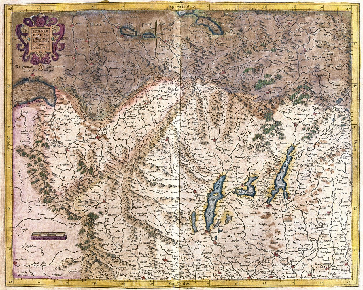 Italia del Norte (grabado) de Gerardus Mercator