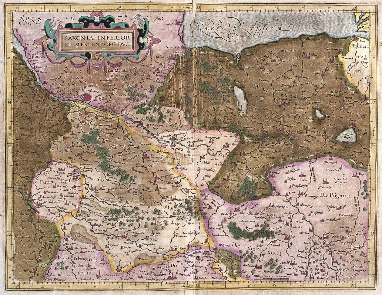 Sajonia y Mecklemburgo, Alemania (grabado) de Gerardus Mercator