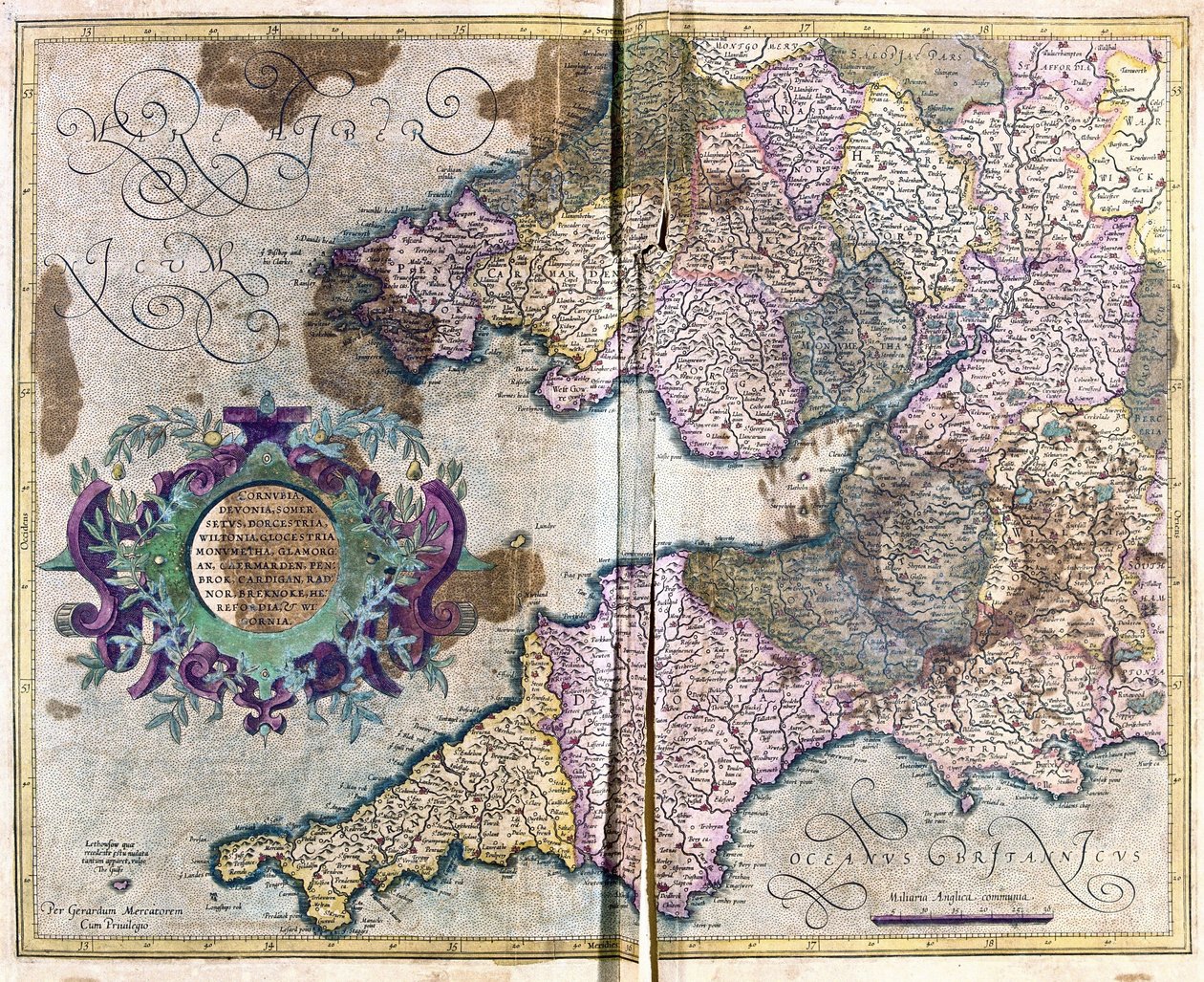 Suroeste de Inglaterra (grabado) de Gerardus Mercator