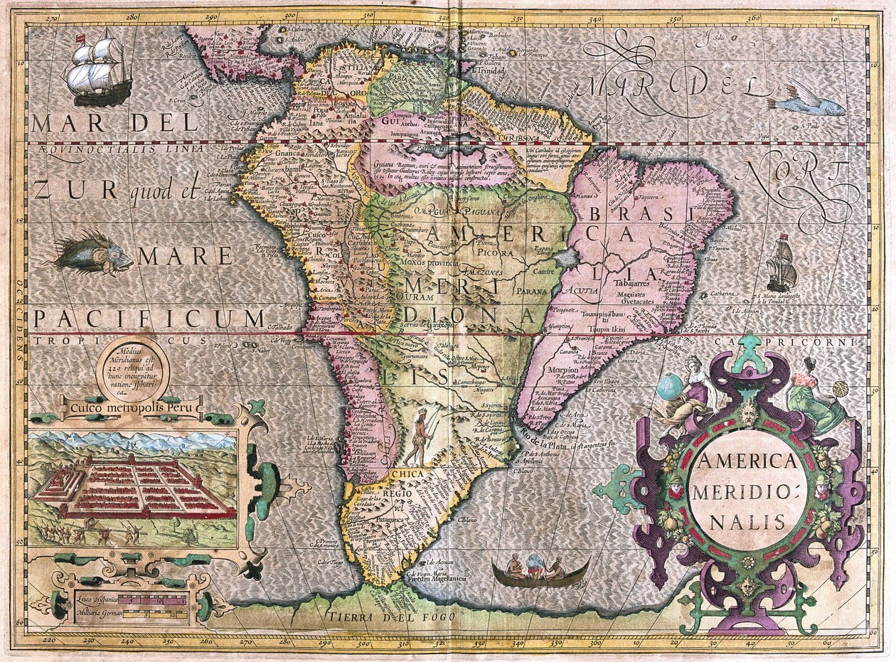 Sudamérica (grabado) de Gerardus Mercator
