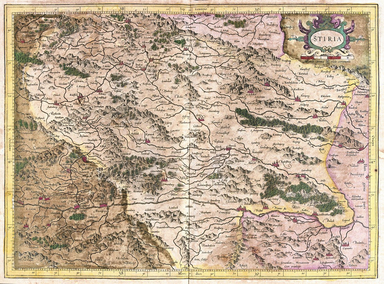 Estiria, Austria (grabado) de Gerardus Mercator