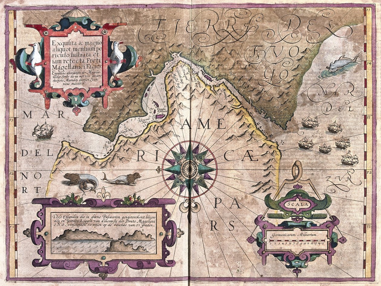 Estrecho de Magallanes (grabado) de Gerardus Mercator