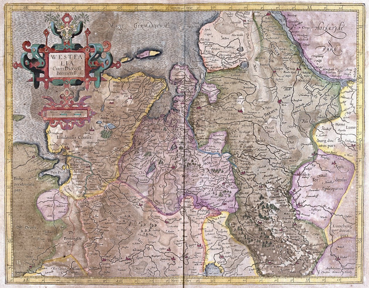Westfalia, Alemania (grabado) de Gerardus Mercator
